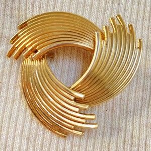 💎Charles Reis CR CO Brooch 12k Gold Filled Abstract Swirl Design